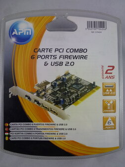 PCI-kaart combo 6 poorts firewire en USB 2.0