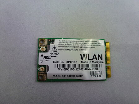 DELL Intel Pro/ Wireless 3945SBG MINI PCI Express Kaart