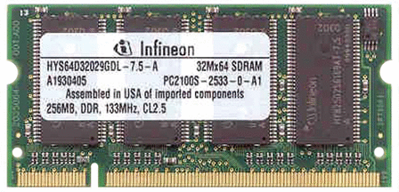 Laptop Memory DDR1 256MB / PC 2100